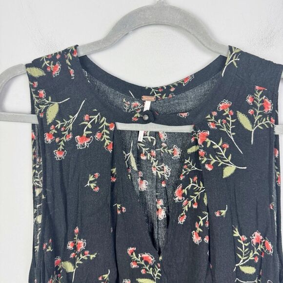 FREE PEOPLE | Tree Swing Floral Black Sleeveless Top Cutout Women’s Size Small - Picture 6 of 11